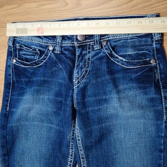 Silver Jeans AIKO Bootcut Denim Embroidered Med Wash Womens 30x32 Tag (28x33) - Picture 11 of 16